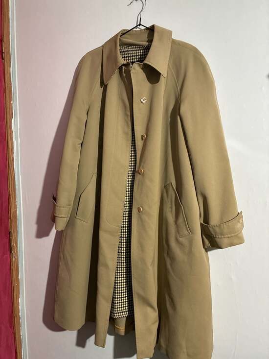 Forecaster of Boston Jackets & Blazers - Vintage Forecaster of Boston Tan Trench Coat with Houndstooth Lining Size 15/16